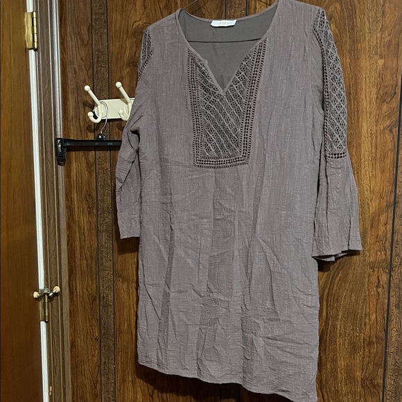 Entro Taupe Tunic with Crochet Detail - Picture 1 of 2